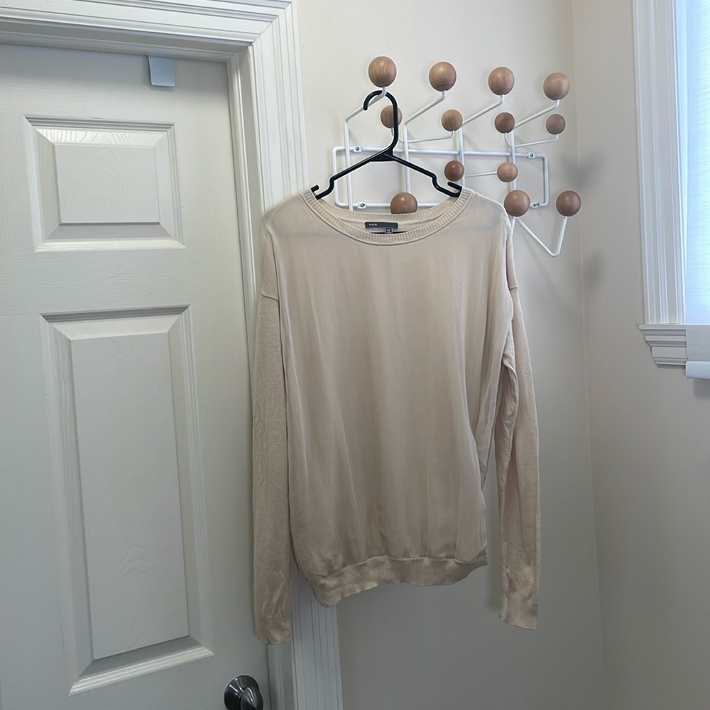Vince - Cashmere Silk Blend Long Sleeve Sweater - Neutral Cream - M